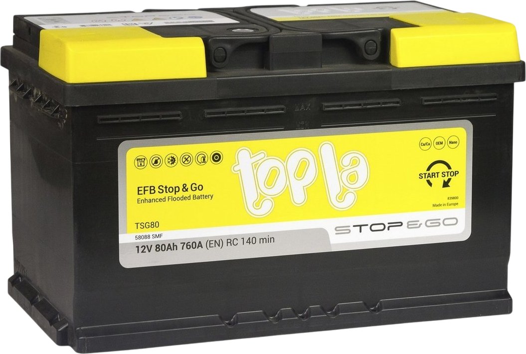 

Автомобильный аккумулятор Topla EFB Stop&Go R+ (80 А·ч)