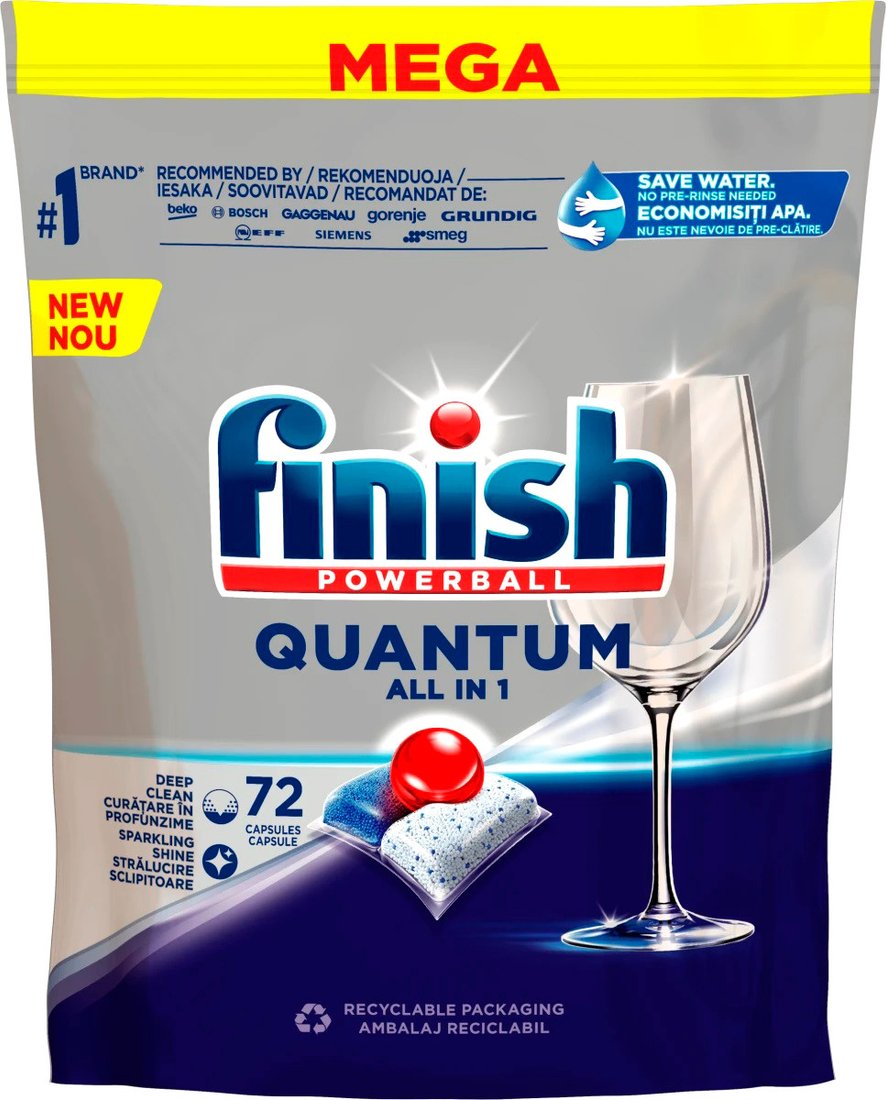 

Таблетки для посудомоечной машины Finish Powerball Quantum All in 1 (72 шт)
