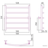 Полотенцесушитель Стилье Универсал-50 600х500 (5) Г 21 00650-6050