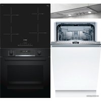 Комплект встраиваемой техники Bosch HBA578BB0 + PUE611FB1E + SPV4EMX16E + Elica ELIBLOC HT GR A/60