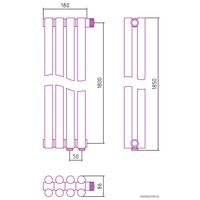 Стальной трубчатый радиатор Сунержа Эстет-11 EU50 1800х180 4 секции (белый)