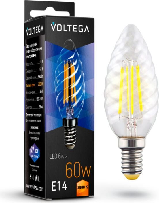 

Светодиодная лампочка Voltega Crystal Candle corn 6W 2800K E14 7027