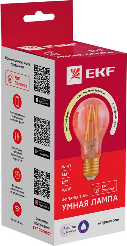 

Светодиодная лампочка EKF Connect E27 Wi-Fi