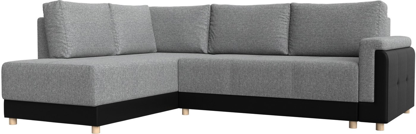 

Угловой диван Лига диванов Лига-024 левый 119331L (рогожка серый/экокожа черный/подушки рогожка серый)