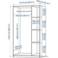 Шкаф распашной Ikea Клеппстад 004.417.58 (белый)