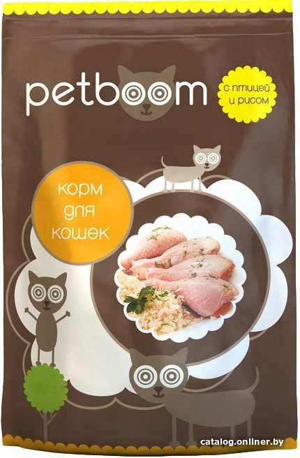 Сухой корм для кошек PetBoom Для взрослых кошек с птицей и рисом 10 кг