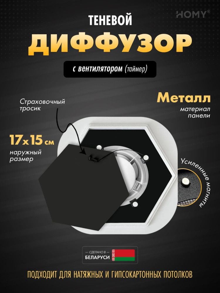 Вентиляционная решетка HOMY AIR гексагон AH100BT 17x15 (черная)