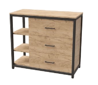 Комод Millwood Neo Loft К-1.1 СМ Л (дуб золотой Craft-металл черный)