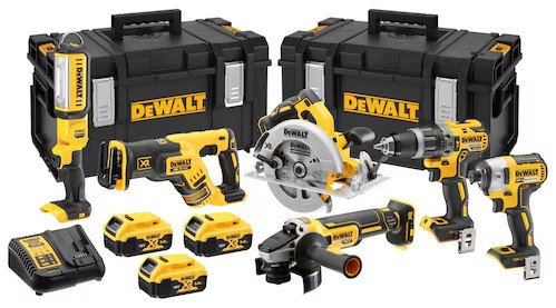 DeWalt DCK623P3 (шуруповерт, винтоверт, циркулярка, болгарка, сабельная пила, фонарь, 3 АКБ, кейс)