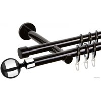 Карниз для штор АС ФОРОС Dance D19Г/19Г + наконечники Шар хром (2.4м, черный)