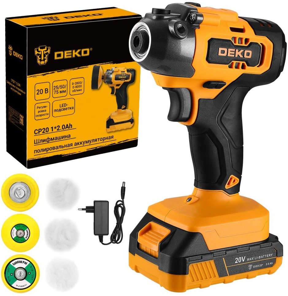 

Полировальная машина Deko CP20 084-1085 (с 1-им АКБ)