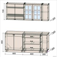 Готовая кухня Интерлиния Мила Деко 1.9 Б (белый/кастилло темный)