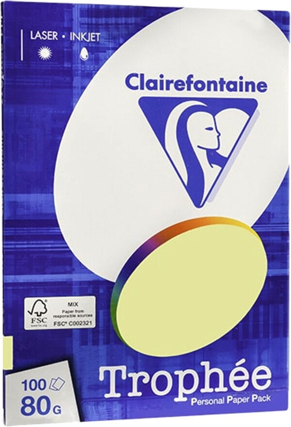 

Офисная бумага Clairefontaine Trophee A4 80 г/кв.м 100 л 4107C (светло-желтый)