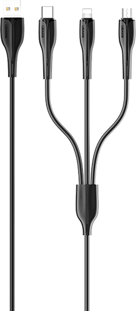 

Кабель Usams U38 USB Type-A - microUSB/USB Type-C/Lightning (1 м, черный)