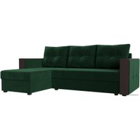Угловой диван Лига диванов Валенсия Лайт левый (велюр, зеленый)