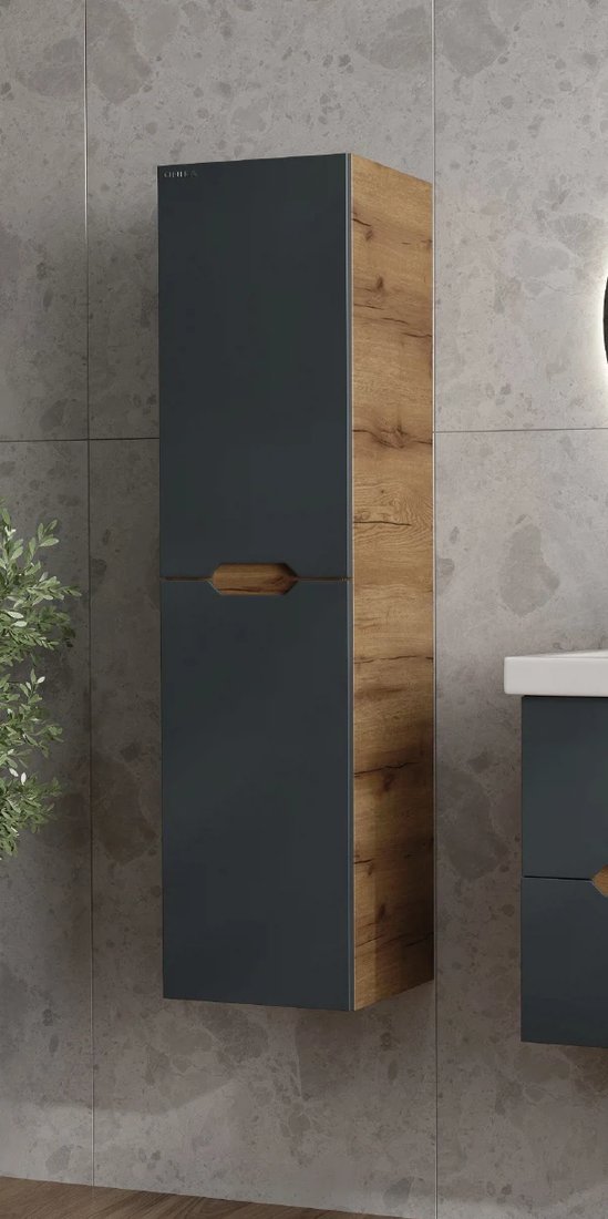 

Onika Шкаф-полупенал для ванной Айленд 30 403087 (графит/дуб крафт золотой)