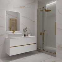  ЗОВ Тумба под умывальник со столешницей Лира 120 (белый глянец/белая столешница)