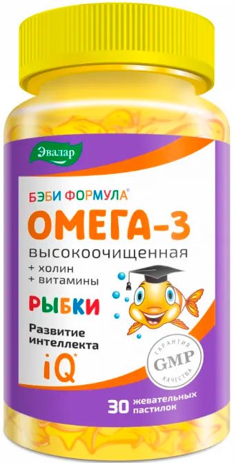 

БАД Эвалар Бэби Формула Рыбки Омега-3 (30 пастилок)