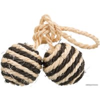 Игрушка для кошек Trixie в виде 2 мячиков с кошачей мятой на веревке, цвета в ассортимент