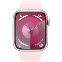 Умные часы Apple Watch Series 9 45 мм (алюминиевый корпус, розовый/розовый, спортивный силиконовый ремешок S/M)