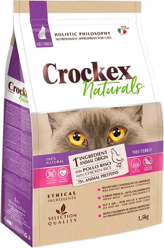 

Сухой корм для кошек Crockex Naturtals Neutered Chicken & Rice (Курица с рисом) 1.5 кг