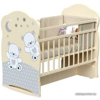 Классическая детская кроватка VDK Funny Bears колесо-качалка с маятником (слоновая кость)