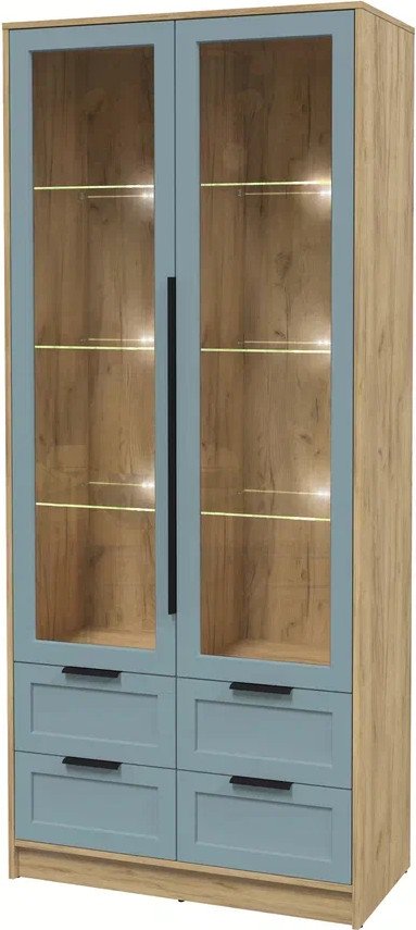 

Шкаф-витрина Интерлиния Концепт Тренд КТ-ШВ2 с подсветкой (дуб золотой/океан)