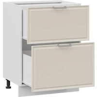 Шкаф напольный Трия Белладжио 1Н8Я2 с двумя ящиками (белый/софт панакота) в Лиде