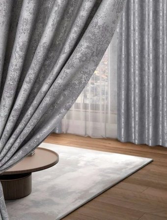 Комплект штор Mio Tesoro Мрамор 150x250 (2 шт, серый)