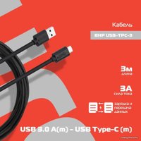 Кабель Buro BHP USB-TPC-3 USB Type-A - USB Type-C (3 м, черный)