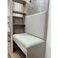 Стенка Алисия Сольера мод.1 (ЛДСП Мунлайт/ЛДСП Велюр/Ткань Light Grey)