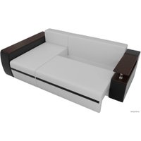 Угловой диван Лига диванов Майами 103039 (левый, экокожа, белый/черный/черный)