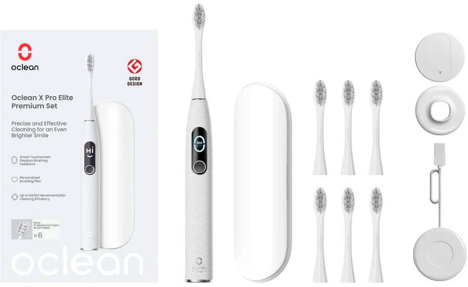 

Электрическая зубная щетка Oclean X Pro Elite Set (премиум комплект, серый)