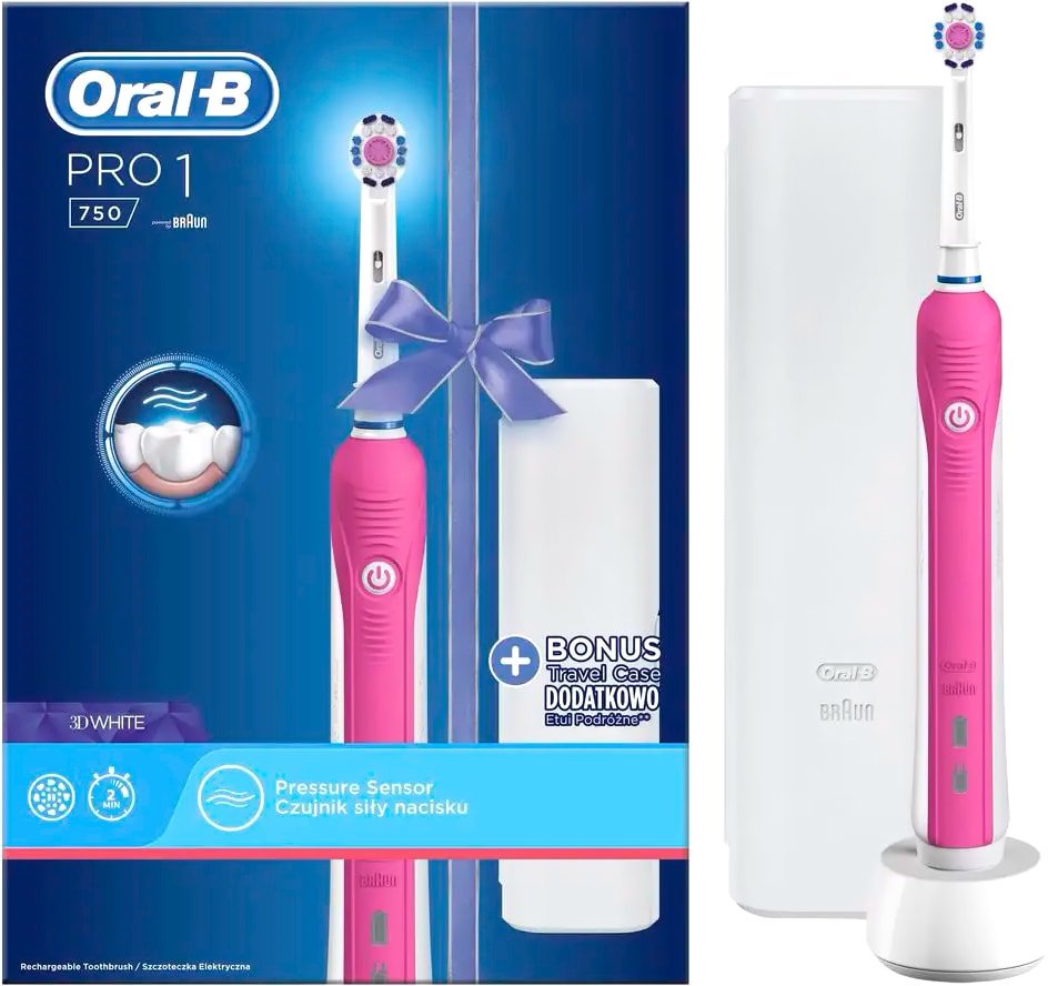 

Электрическая зубная щетка Oral-B Pro 1 750 3D White D16.513.1UX (розовый)