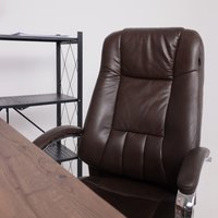 Офисное кресло AksHome King A (натуральная кожа, темно-коричневый)