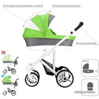 Универсальная коляска BEBETTO Magnum (3 в 1, 193, белая рама)