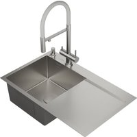 Кухонная мойка Roxen Vespa 560230-70L сатин (с коландером и дозатором)