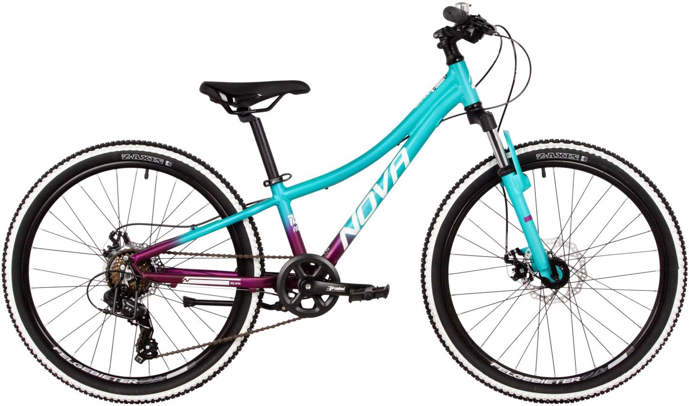 Велосипед Novatrack Katrina 7.D 24 2025 24AHD.KATRINA.10VGN5 (зелёный/фиолетовый)
