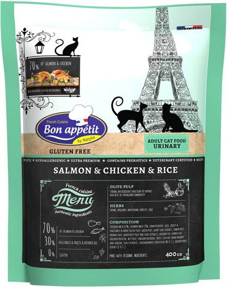 

Сухой корм для кошек Bon Appetit Cat Adult Urinary (с курицей и лососем) 400 г