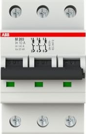 

Выключатель автоматический ABB M203-10 3P 10A Im=140A 25kA 3M 2CDA283799R0101