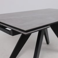 Кухонный стол Lepremo AV 2122 МДФ+керамика раздвижной 1400-2000x850 (серый матовый Larka Grey/черный)