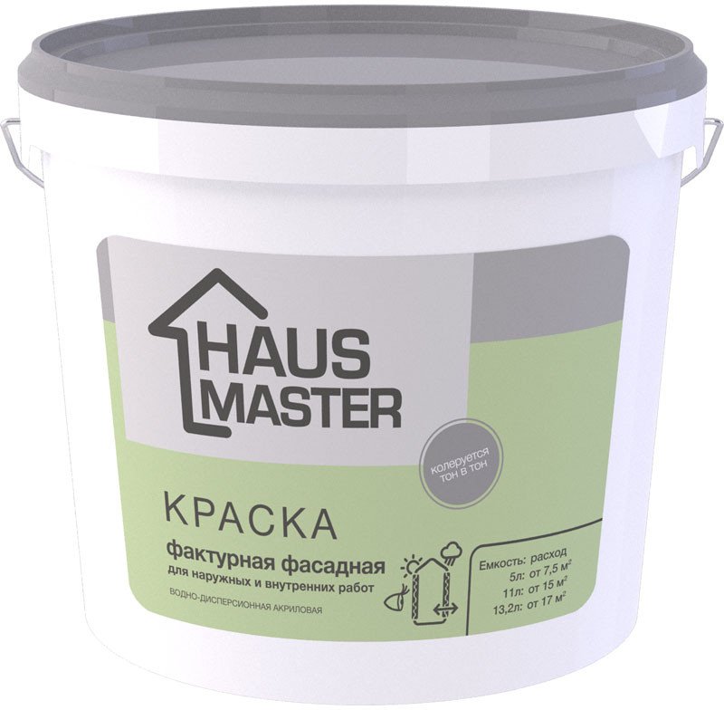 

Краска Haus Master Фасадная для наружных и внутренних работ (13.2л, белый)