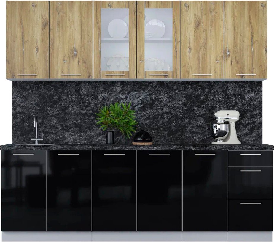 

Кухонный модуль Интерлиния Мила Пластик 2.4 Б (дуб эпоксид/черный/кастилло темный)