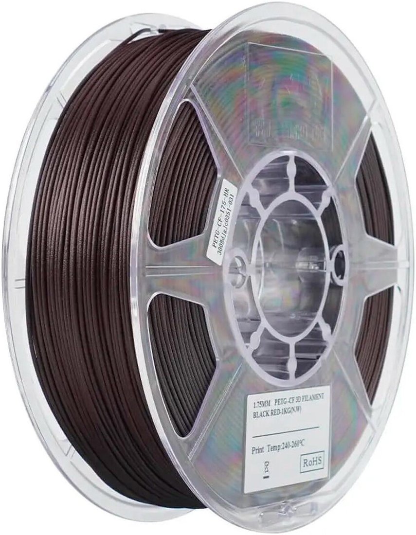 

Филамент eSUN PETG-CF PETG-CF175B-BR1TZ1 (1.75 мм, 1 кг, темно-красный)