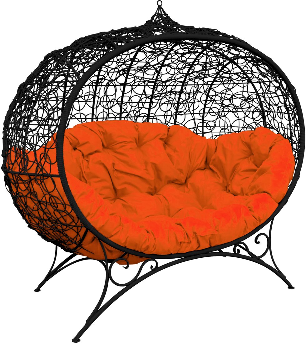 

Садовый диван M-Group Улей на ножках 11220407 (черный ротанг/оранжевая подушка)