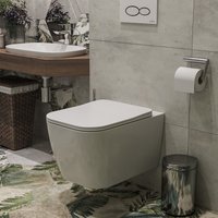 Унитаз подвесной Roxen Cube в комплекте с инсталляцией Asten Readle Zentralmodul AR0601-135M с кнопкой сатин (хром матовый)