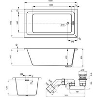 Ванна Wellsee FreeDom 2.0 180x85 23300301R (встраиваемая ванна белый глянец, сифон-автомат хром)