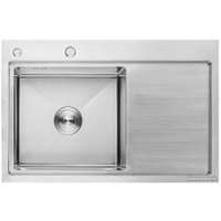 Кухонная мойка AKS Прямоугольная 78x51 левая (сатин никель)