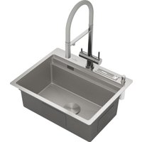 Кухонная мойка Roxen Stage 560250-60-S текстурный сатин (с держателем для ножей и аксессуарами)