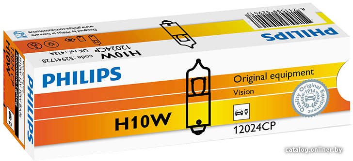 Лампа накаливания Philips H10W Vision 1шт [12024CP]
